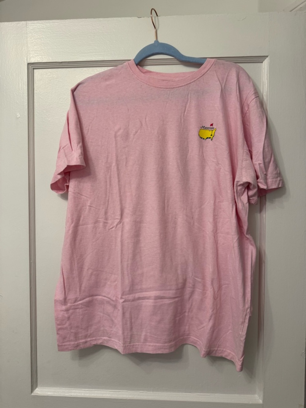 Pink T-Shirt with Small Yellow Map Logo